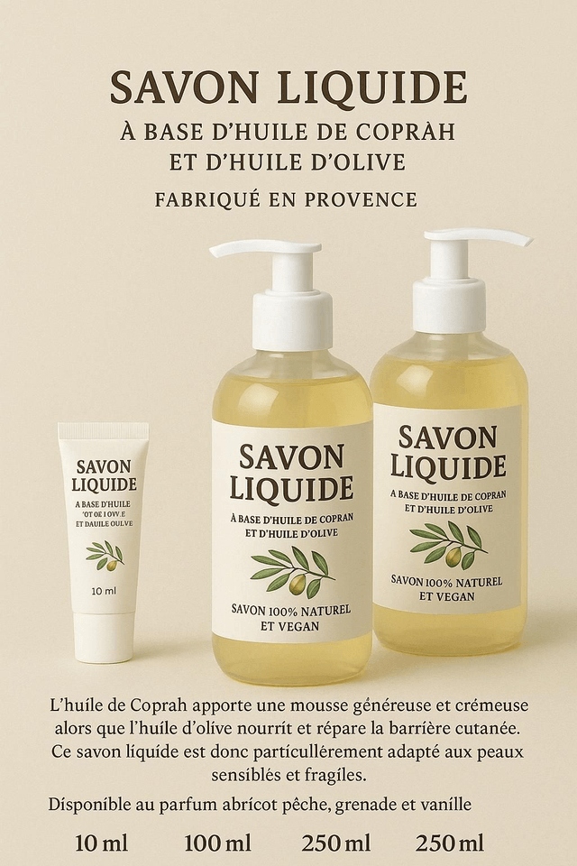 Savons liquides abricot pêche